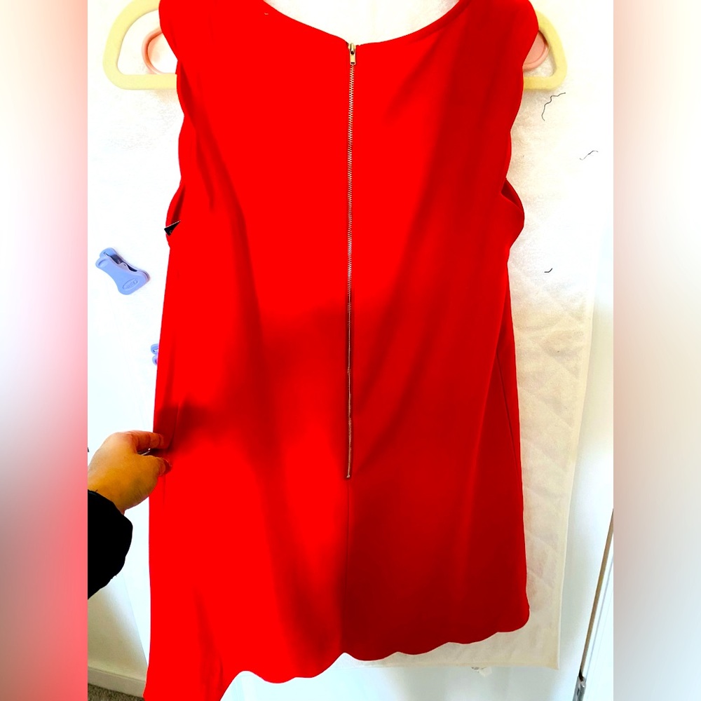Scalloped  Edges Red Dress